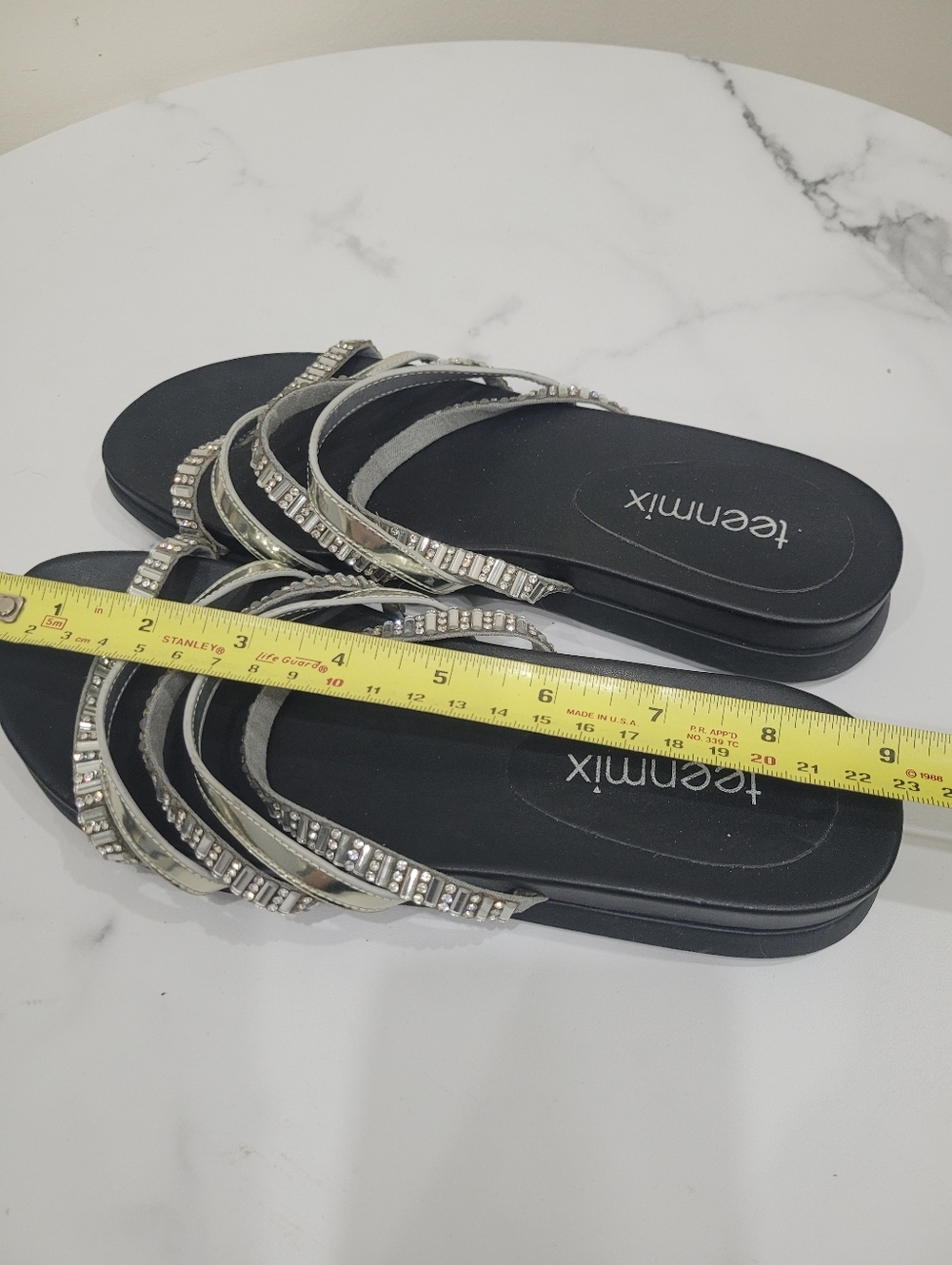 Y2K Teenmix Black & Silver Shinny Beads Sandals Size: 6US - Picture 11 of 11